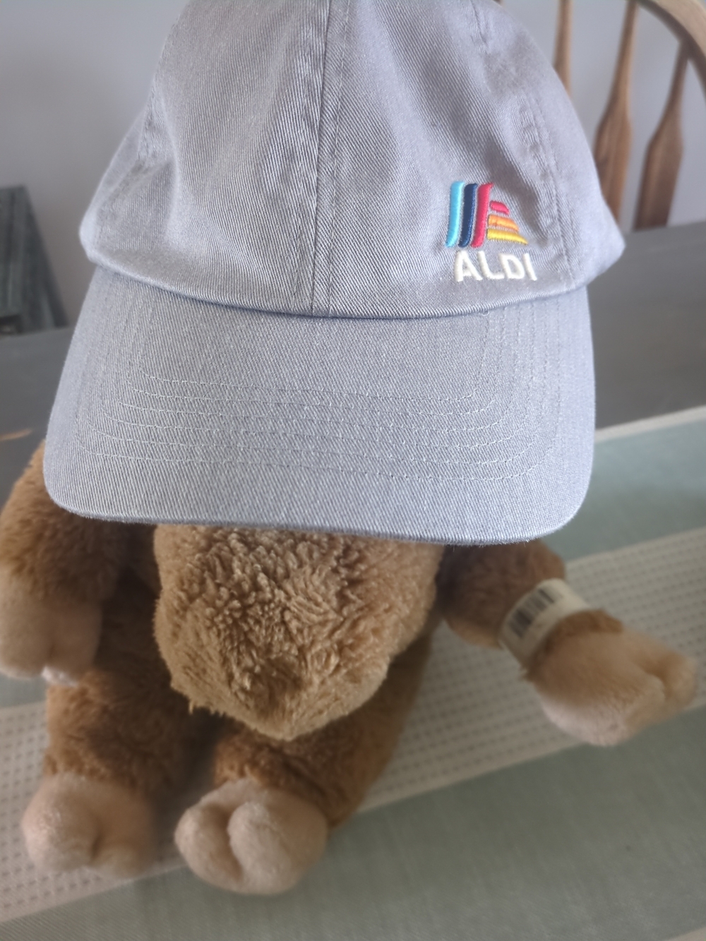 ALDI Embroidered Logo Baseball Cap - Light Gray with Multicolor Logo